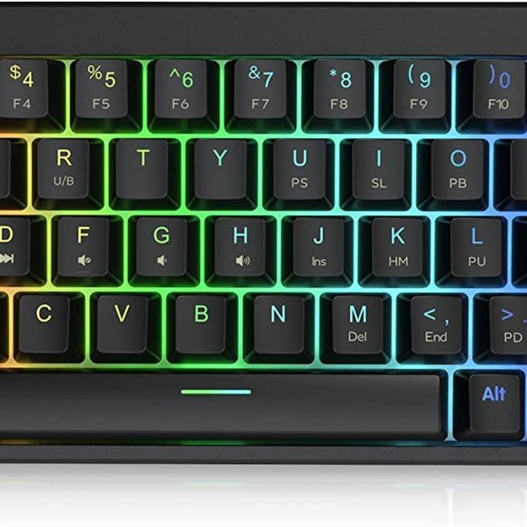 Ractous RTK63B 60% Wireless Mechanical Gaming Keyboard,RGB Blacklit WHITE - Picture 1 of 9
